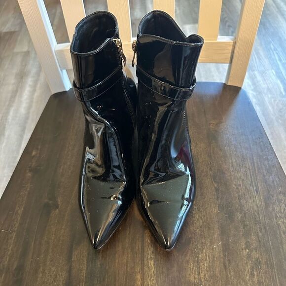 Black Patent Heeled Bootie size 8 NWOT - Picture 1 of 5